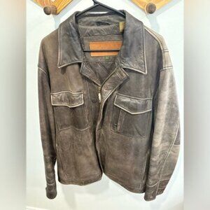 Timberland VINTAGE Dark Brown genuine Leather Weather Gear Jacket- Large